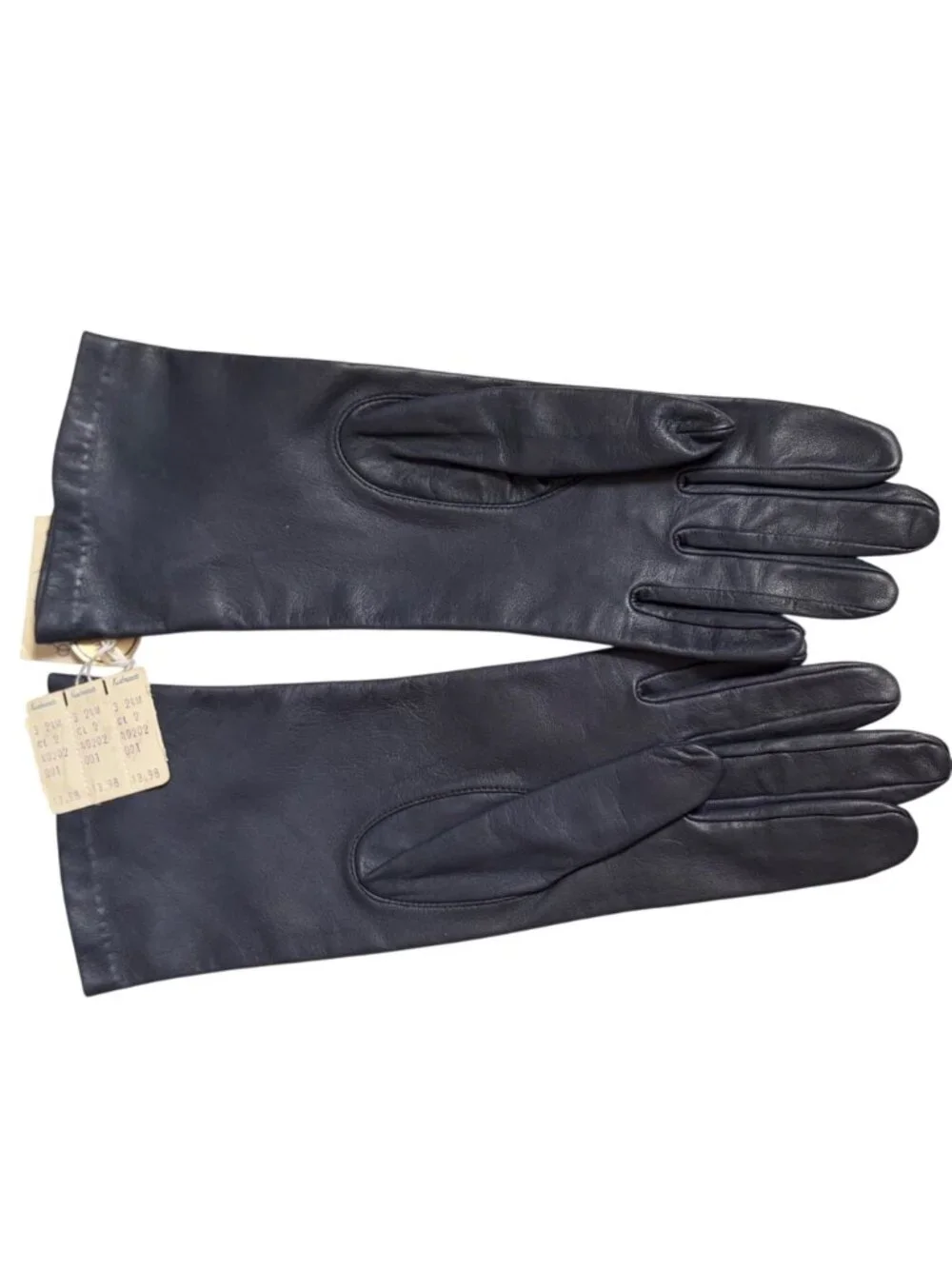 Vintage Navy Blue Leather Gloves Size 7 Machine Washable Womens Winter Wear